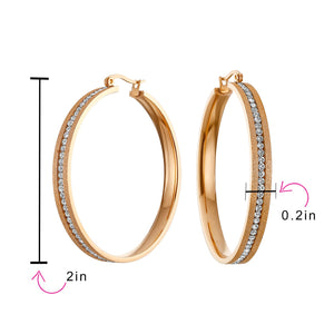 Big Fashion Large Round Channel Set CZ Hoop Earrings Stardust Matt