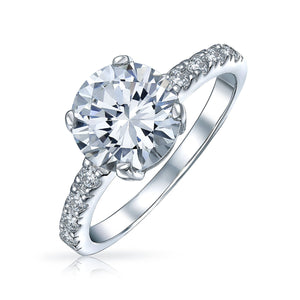 4CT Solitaire CZ Engagement Ring Band Gold Plated Sterling Silver