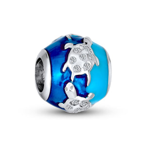 Nautical Sea Turtle Tropical Vacation Bead Charm 925 Sterling Silver