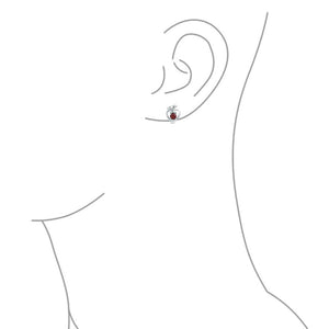 Red CZ Apple Of My Eye Hoop Earrings Cubic Zirconia Sterling Silver