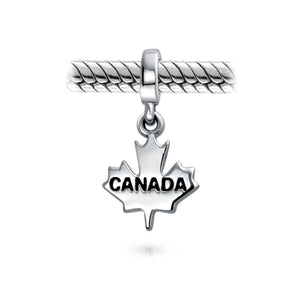 Personalized Canadian Travel Dangle Canada Maple Leaf Bead Charm For