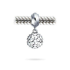 Holiday Winter Snowflake Shape Charm Bead 925 Sterling Silver