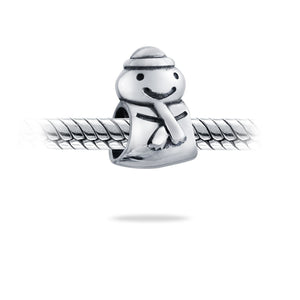 Holiday Snowman Christmas Winter bead Charm 925 Sterling Silver