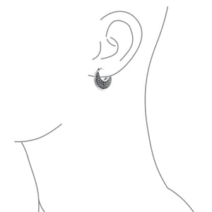 Lightweight Crescent Moon Boho Caviar Hoop Earrings Sterling Silver