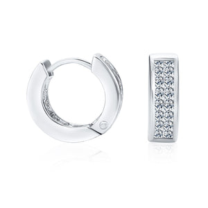 Invisible Cut Channel Set CZ Hoop Kpop Hoop Earrings Sterling Silver - Joyeria Lady