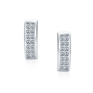 Invisible Cut Channel Set CZ Hoop Kpop Hoop Earrings Sterling Silver