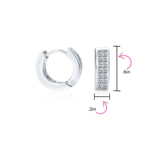 Invisible Cut Channel Set CZ Hoop Kpop Hoop Earrings Sterling Silver