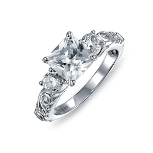 3CT CZ Square Princess AA Engagement Wedding Ring Band Set Gold Plated