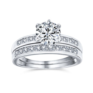 2CT Solitaire AAA CZ 6 Prong Engagement Ring 925 Sterling Silver - Joyeria Lady