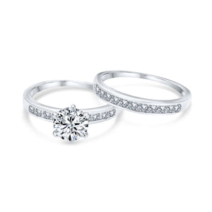 2CT Solitaire AAA CZ 6 Prong Engagement Ring 925 Sterling Silver