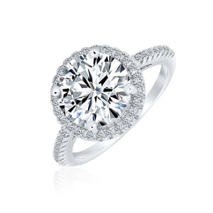 3CT Solitaire AAA CZ Halo Engagement Ring Band 925 Sterling Silver