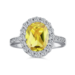 4CT Oval Pave Halo CZ Promise Engagement Rings .925 Sterling Silver