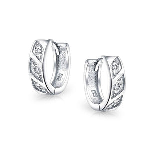 Twist Cubic Zirconia CZ Hoop Earrings 925 Sterling Silver