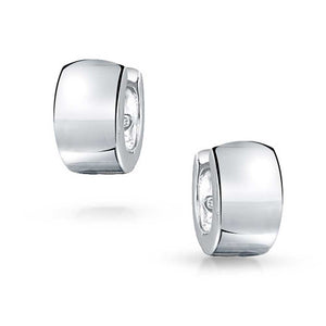 Rose Gold Plated Sterling Silver Wide Hoop Earrings Men Women