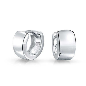 Rose Gold Plated Sterling Silver Wide Hoop Earrings Men Women - Joyeria Lady