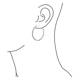 White Cubic Zirconia Pave Inside Out Hoop Earrings Prom Silver Plated