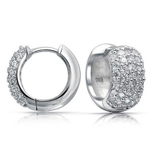 5 Five Row Cubic Zirconia CZ Hoop Earrings 925 Sterling Silver