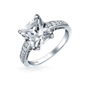 2.5CT Princess Cut AA CZ Solitaire Engagement Ring 925 Sterling Silver