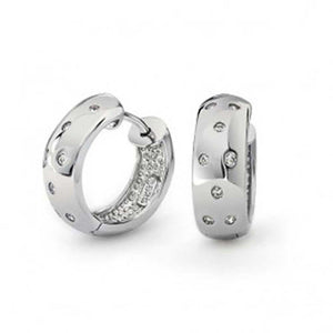 Zig Zag Cubic Zirconia Kpop Huggie Hoop Earrings 925 Sterling Silver