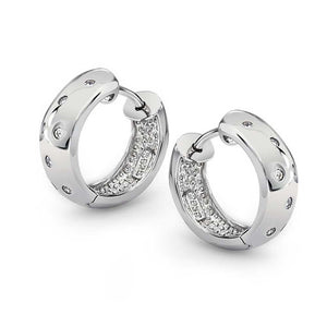Zig Zag Cubic Zirconia Kpop Huggie Hoop Earrings 925 Sterling Silver - Joyeria Lady
