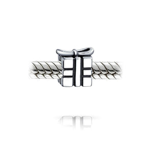 Ribbon Bow Birthday Present Gift Box Charm Bead 925 Sterling Silver