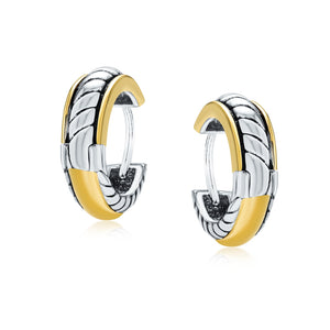 Twist Cable Rope Kpop Hoop Earrings Hinge Gold Silver Plated