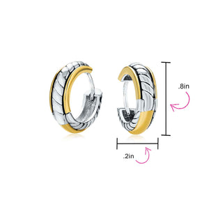 Twist Cable Rope Kpop Hoop Earrings Hinge Gold Silver Plated