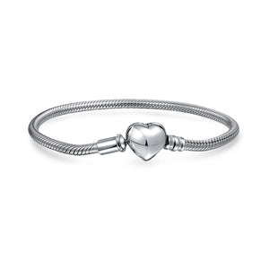 Snake Chain Starter Charm European Beads Bracelet 925 Sterling Silver - Joyeria Lady
