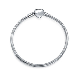 Snake Chain Starter Charm European Beads Bracelet 925 Sterling Silver