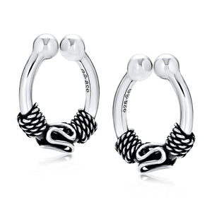 Bali Tribal Ear Lobe Cartilage Faux Nose Septum Hoop Ring Earrings