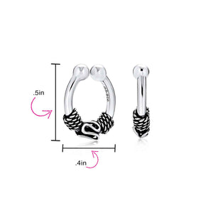 Bali Tribal Ear Lobe Cartilage Faux Nose Septum Hoop Ring Earrings