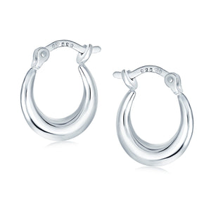Boho Crescent Tapered Tube Hoop Earrings Polish 925 Sterling Silver