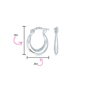Boho Crescent Tapered Tube Hoop Earrings Polish 925 Sterling Silver