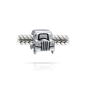 SUV Jeep Car Automobile CZ Head Lights Charm Bead Sterling Silver
