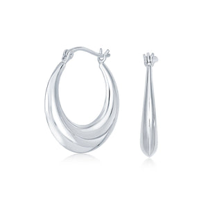 Boho Crescent Tapered Tube Hoop Earrings Polish 925 Sterling Silver