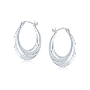 Boho Crescent Tapered Tube Hoop Earrings Polish 925 Sterling Silver