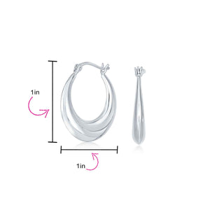 Boho Crescent Tapered Tube Hoop Earrings Polish 925 Sterling Silver