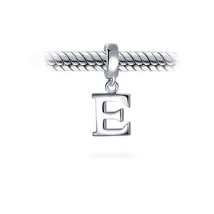 Block Letter Alphabet Letter Dangle Bead Sterling Silver European
