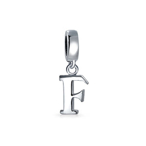 Block Letter Alphabet Letter Dangle Bead Sterling Silver European