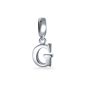 Block Letter Alphabet Letter Dangle Bead Sterling Silver European