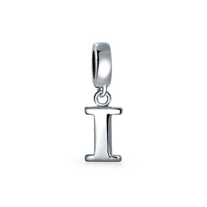 Block Letter Alphabet Letter Dangle Bead Sterling Silver European