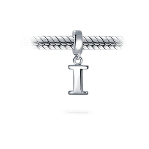 Block Letter Alphabet Letter Dangle Bead Sterling Silver European