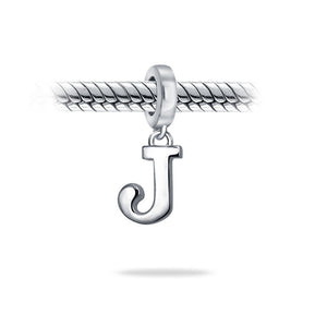 Block Letter Alphabet Letter Dangle Bead Sterling Silver European