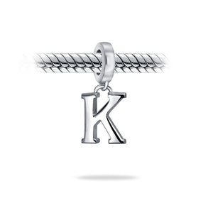 Block Letter Alphabet Letter Dangle Bead Sterling Silver European