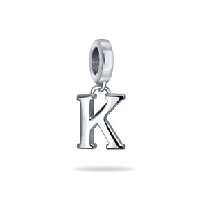 Block Letter Alphabet Letter Dangle Bead Sterling Silver European