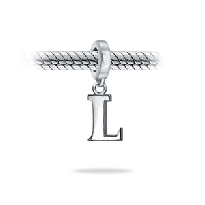 Block Letter Alphabet Letter Dangle Bead Sterling Silver European