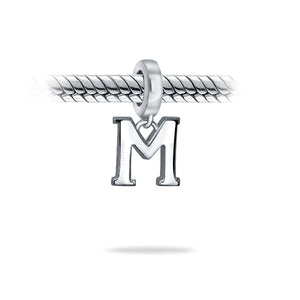 Block Letter Alphabet Letter Dangle Bead Sterling Silver European