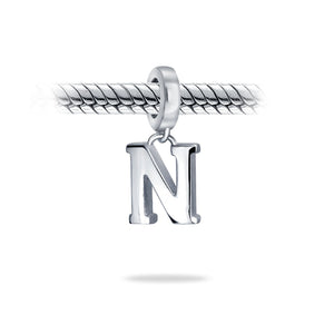 Block Letter Alphabet Letter Dangle Bead Sterling Silver European