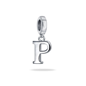 Block Letter Alphabet Letter Dangle Bead Sterling Silver European
