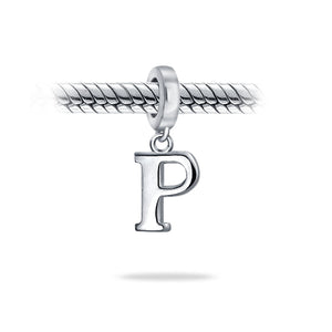 Block Letter Alphabet Letter Dangle Bead Sterling Silver European